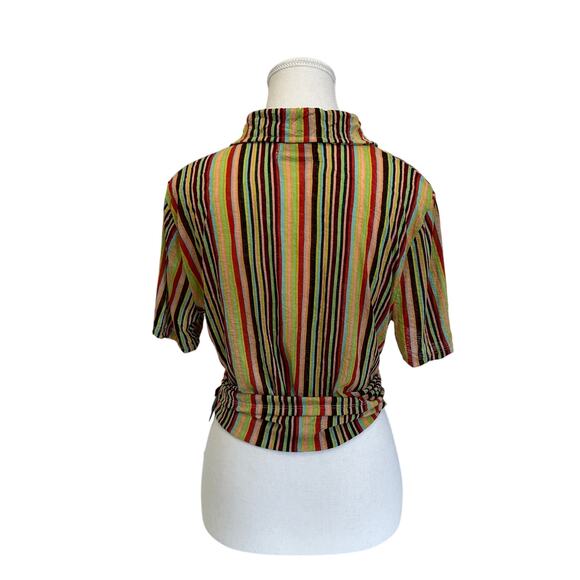 Urban Outfitters Multi Striped Chiffon Button Down Shirt Women's Large - Picture 4 of 10